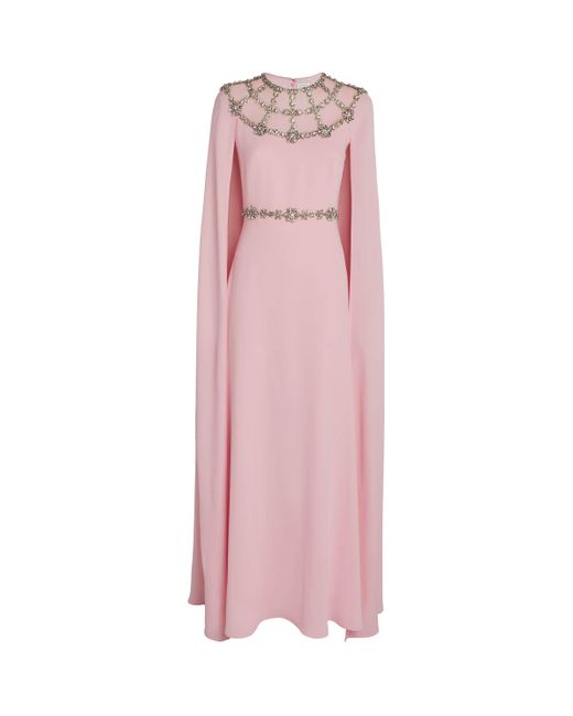 Huishan Zhang Pink Crystal-Embellished Kylie Gown