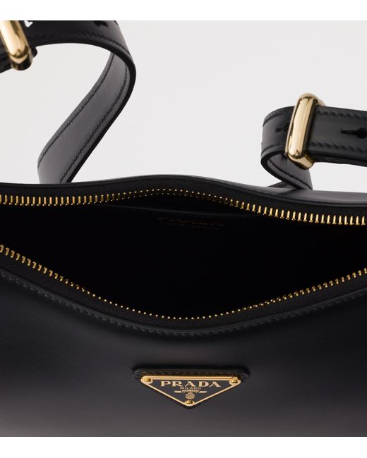 Prada Black Small Leather Arqué Shoulder Bag