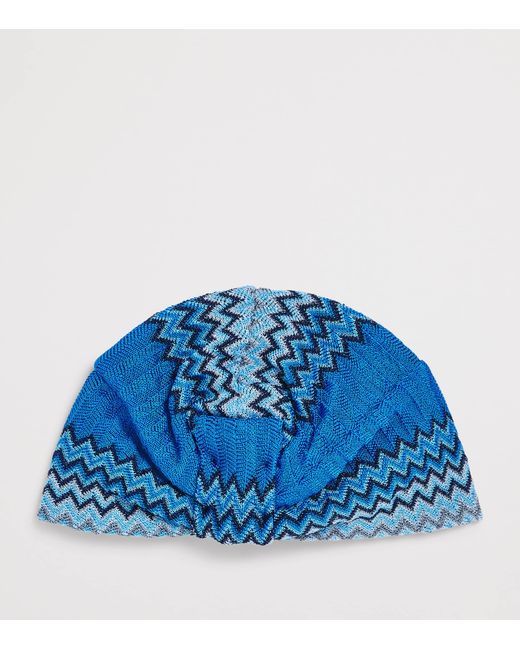 Missoni Blue Knot-Front Zigzag Turban