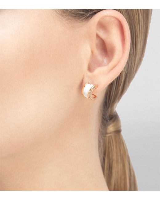 BVLGARI Pink And Ceramic B.Zero1 Earrings