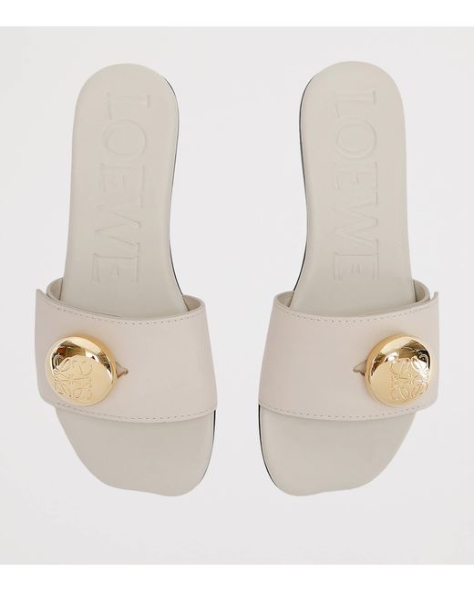 Loewe White Leather Pebble Sandals