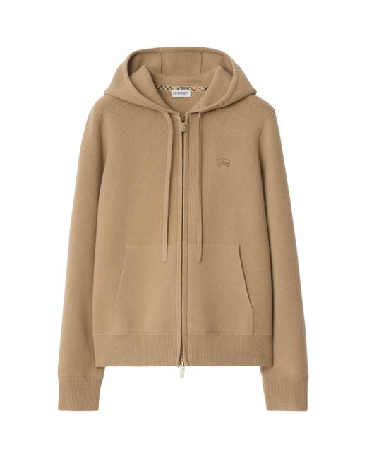 Burberry Natural Cashmere-Blend Zip-Up Hoodie