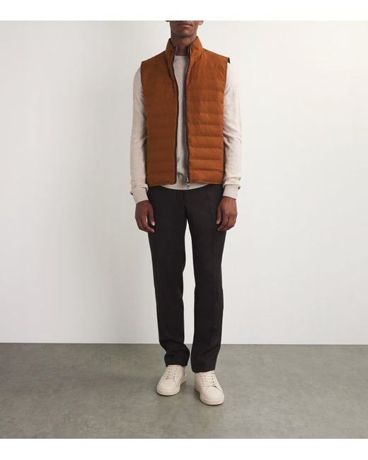 FIORONI CASHMERE Brown Cashmere-Down Reversible Gilet for men