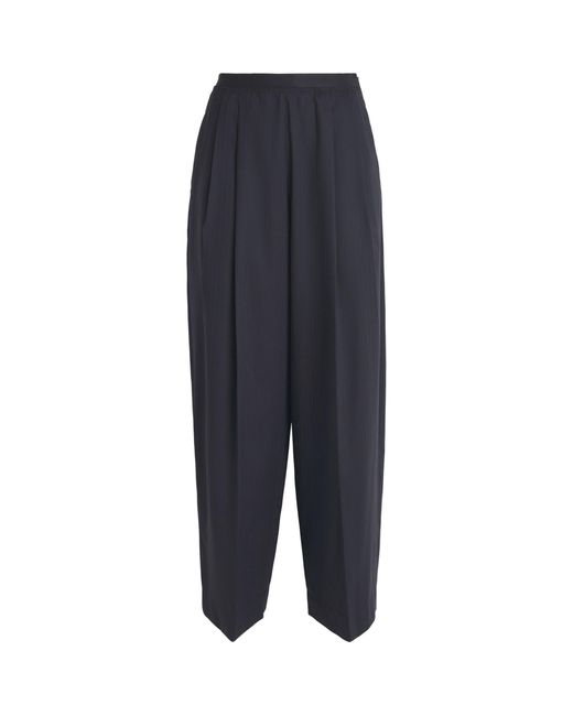 Sandro Blue Wool Stripe Pleated Trousers