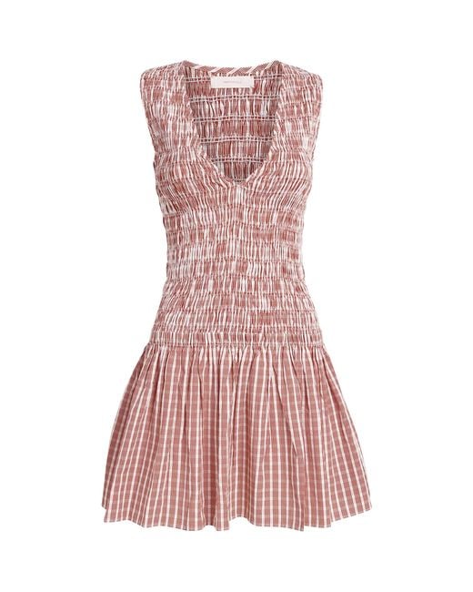 Faithfull The Brand Pink Cotton Shirred Palomar Mini Dress