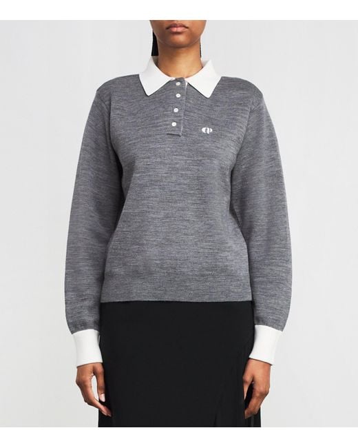 Claudie Pierlot Gray Knitted Logo Polo Shirt