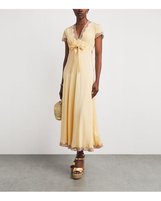 Rixo Metallic Silk Marlice Midi Dress