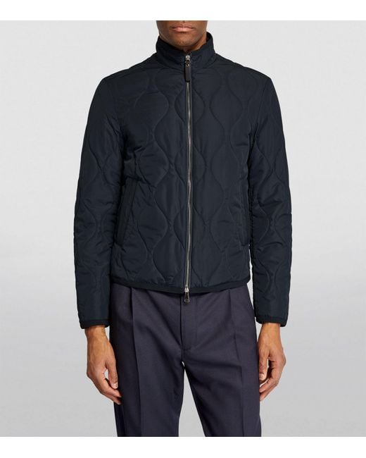 Canali Blue Quilted Jacket for men
