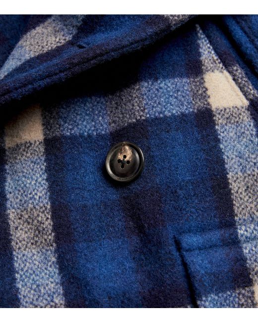 Polo Ralph Lauren Blue Wool-blend Plaid Pea Coat for men