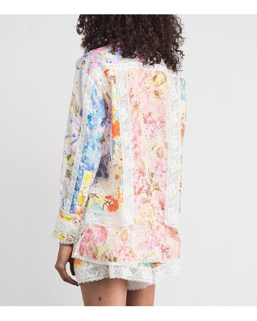 Zimmermann Blue Cotton-Lace Floral Solstice Shirt