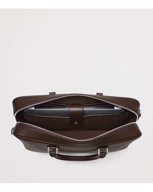 Aspinal Black Leather Mount Street Briefcase Bag for men