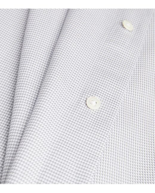Emporio Armani White Cotton Jacquard Houndstooth Shirt for men