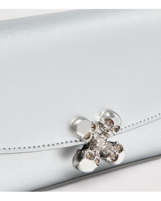 Alexander McQueen Gray Small Leather Skull Flower Cross-Body Bag