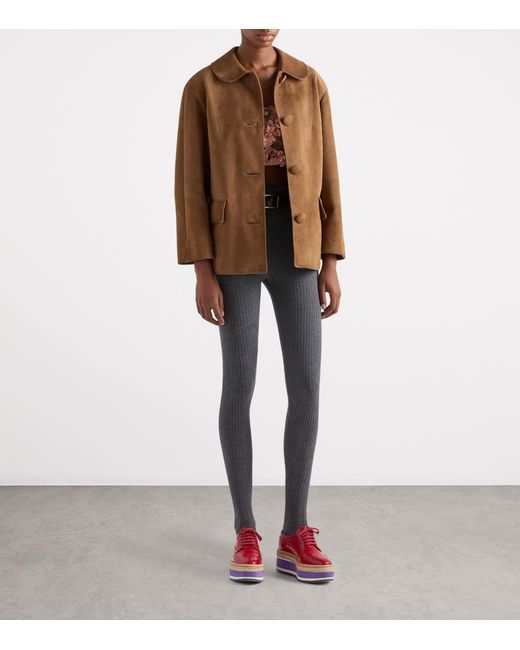 Prada Brown Suede Collared Jacket
