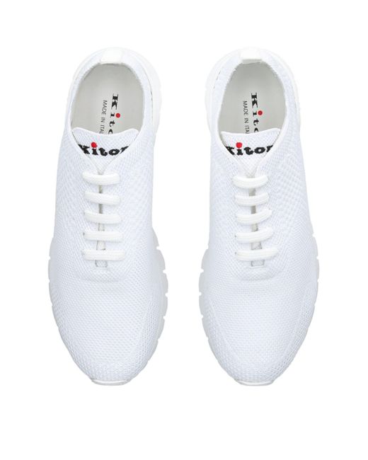 Kiton White Woven Low-top Sneakers for men