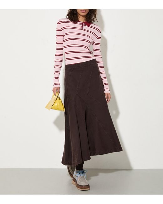 MAX&Co. Brown Cotton Midi Skirt