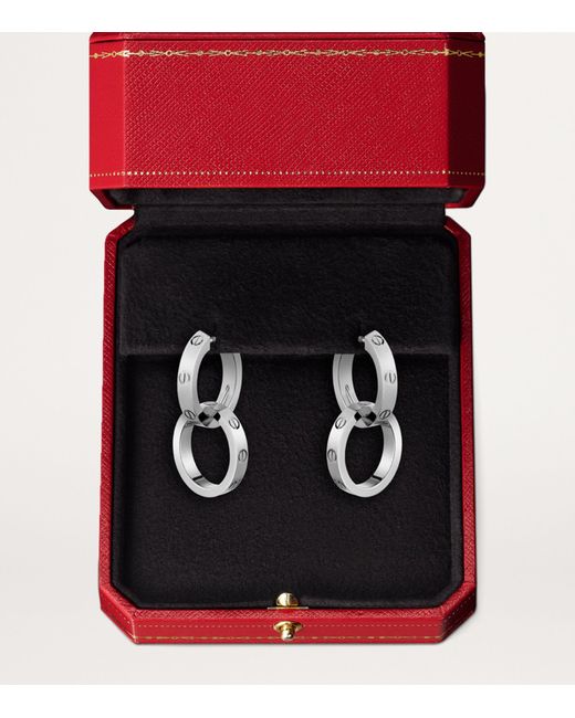 Cartier White Gold Love Double Hoop Earrings
