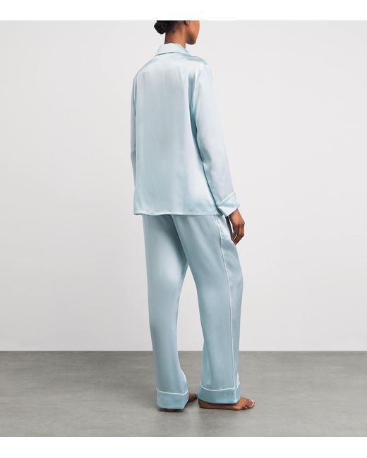 Olivia Von Halle Blue Silk Coco Pyjama Set