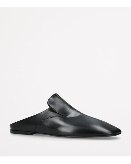 Dries Van Noten Black Leather Square-Toe Mules for men