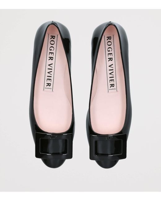 Roger Vivier Black Patent Leather U Look Ballet Flats
