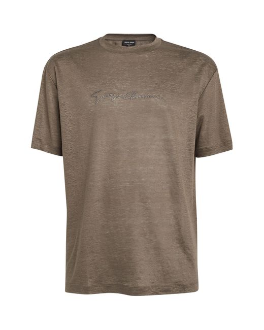 Giorgio Armani Brown Linen T-shirt for men