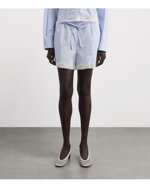 Sandro Blue Cotton Lace-Detail Shorts