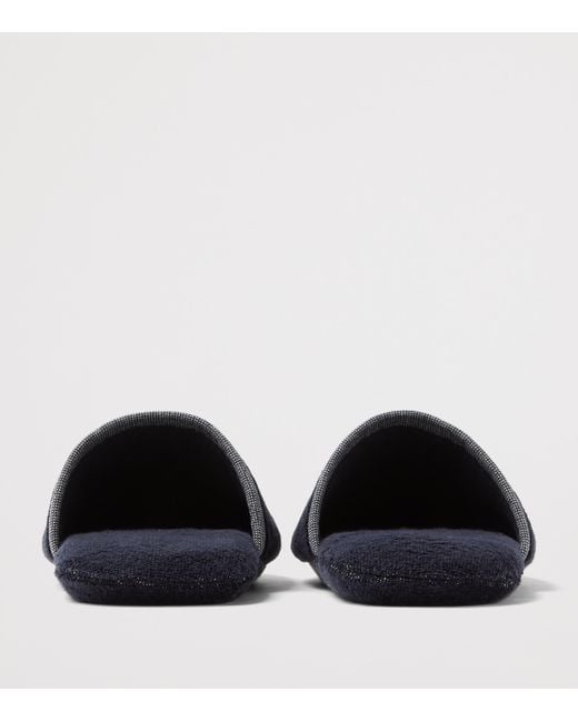 Versace Blue Cotton Medusa Slippers