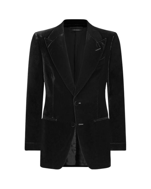 Tom Ford Black Fluid Velvet Shelton Cocktail Blazer for men