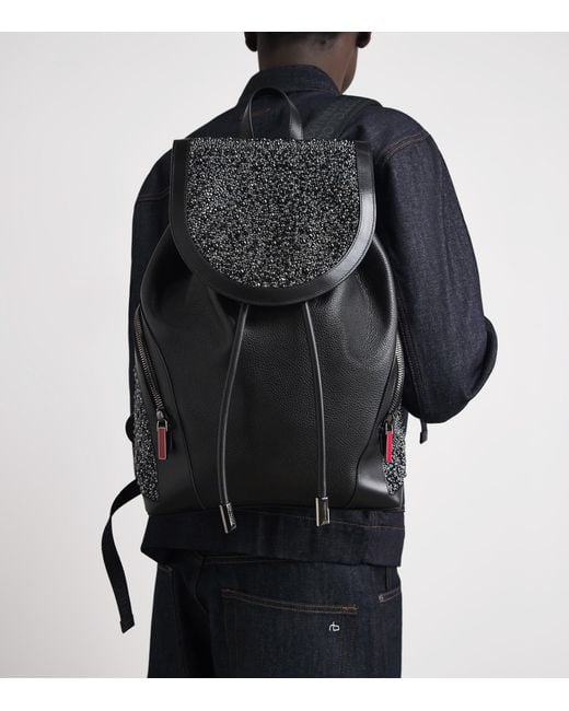 Christian Louboutin Black Funky Leather Embellished Backpack for men
