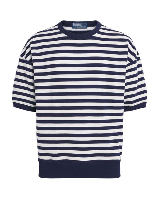 Polo Ralph Lauren Blue Fleece Stripe Short-Sleeve Sweater for men