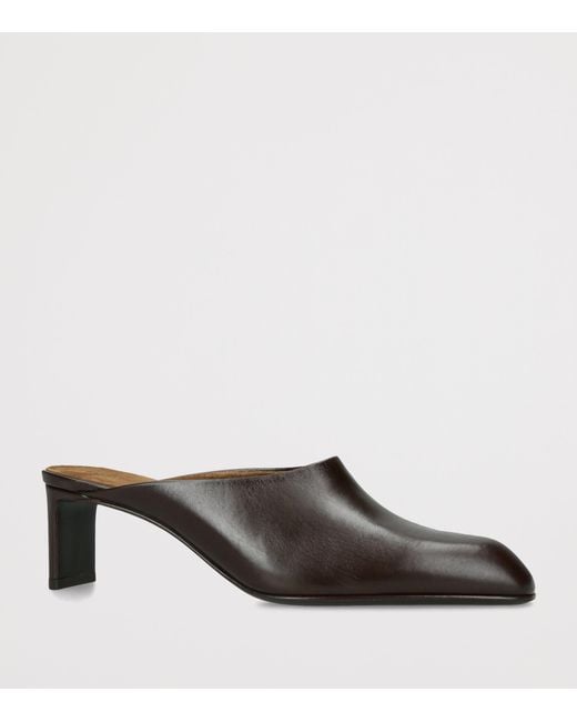 Khaite Brown Leather Colt Heeled Mules 50