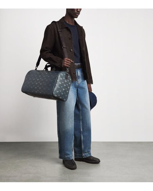 Emporio Armani Blue Canvas Eagle Holdall for men