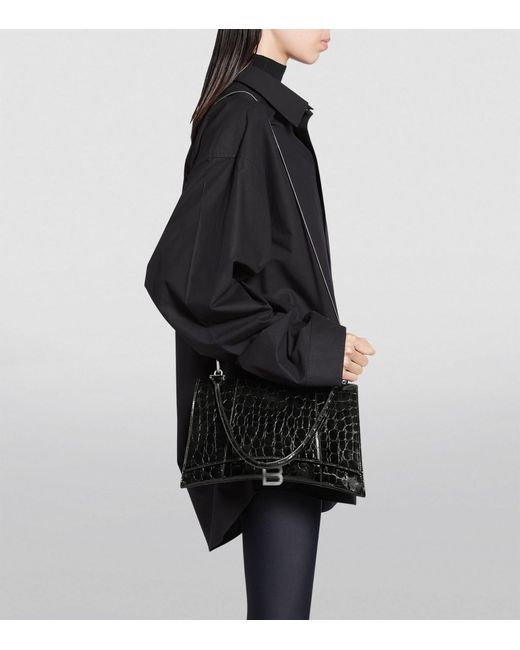 Balenciaga Black Medium Leather Hourglass Top-handle Bag