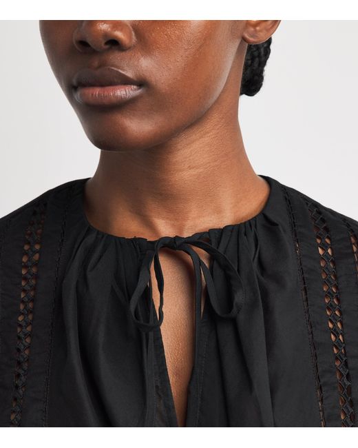 Polo Ralph Lauren Black Cotton Lace-Trim Blouse