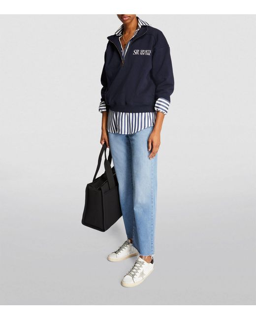 Sporty & Rich Blue Oversized Jfk Quarter-zip Sweatshirt