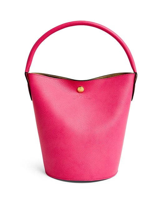 Longchamp Pink Leather Épure Bucket Bag