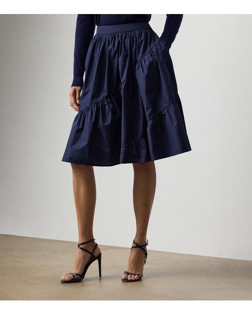 Ralph Lauren Blue Kyle Featherweight Taffeta Skirt