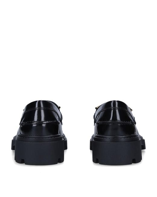 Tod's Black Leather Lug-Sole Loafers