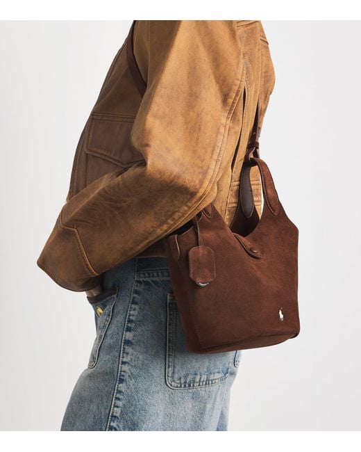 Polo Ralph Lauren Brown Small Suede Polo Play Cross-Body Bag