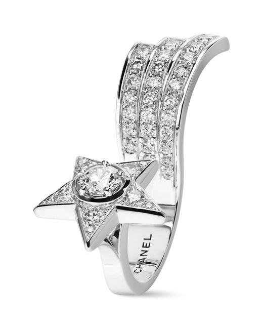 Chanel Metallic White Gold And Diamond Comète Ring