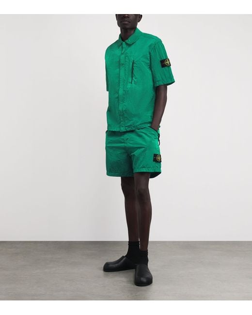 Stone Island Green Nylon Bermuda Shorts for men