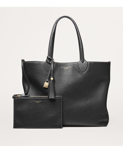 Aspinal Black Leather Hudson Tote Bag