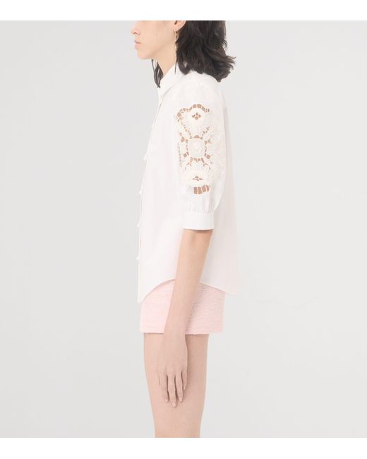 Valentino White Lace-Trim Shirt