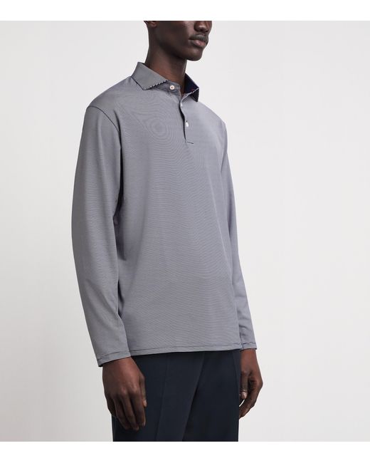 Kjus Blue Stripe Soren Long-Sleeve Polo Shirt for men