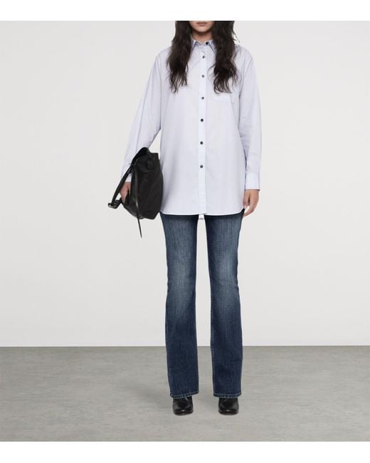 AllSaints Blue Organic Cotton Kaia Oversized Shirt