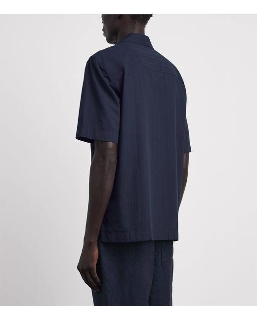 Sunspel Blue Cotton Textured Stripe Shirt for men