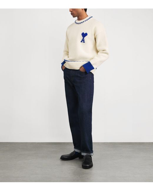 AMI White Wool-Blend Ami De Coeur Sweater for men