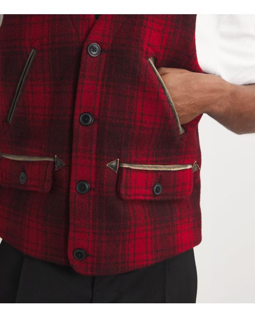 Polo Ralph Lauren Red Wool Check Gilet for men