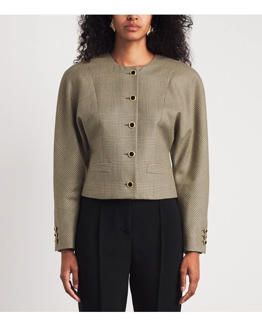 Alessandra Rich Green Prince Of Wales Wool Jacket