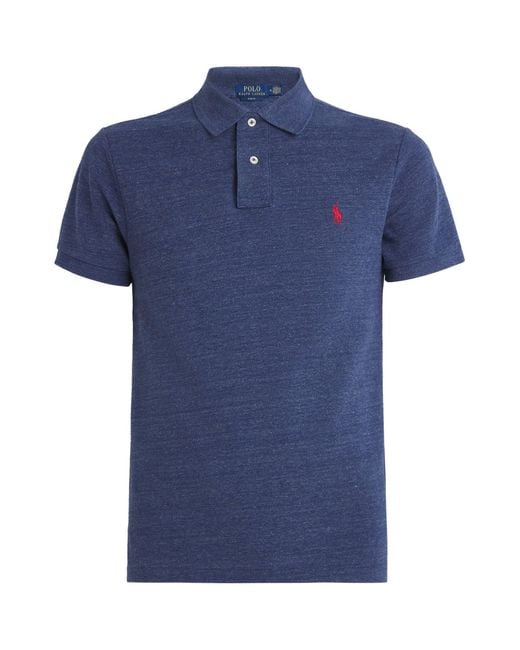Polo Ralph Lauren Blue Cotton Mesh Slim-Fit Polo Shirt for men
